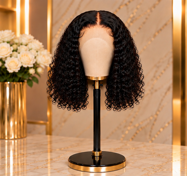 13x4 Deep Curly Human Hair Bob Wig - 12 inch length