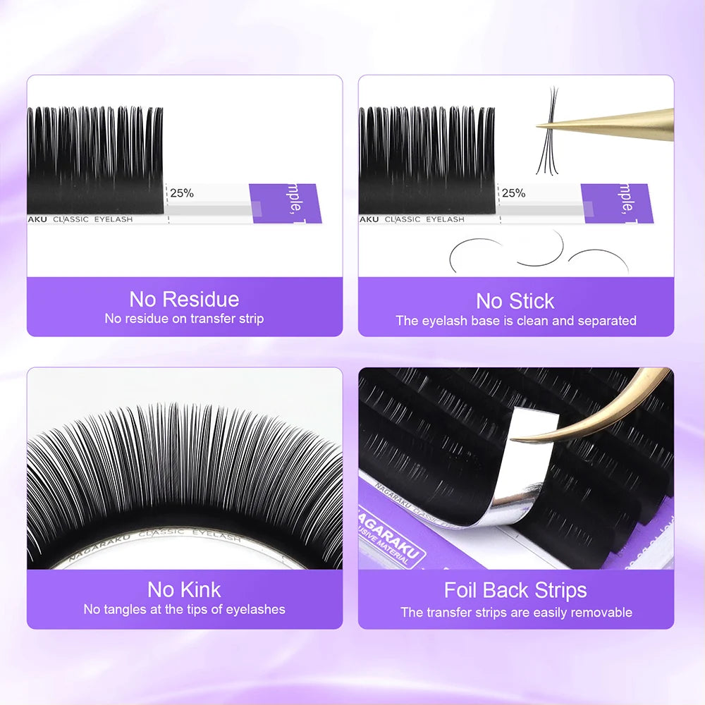 NAGARAKU 16Rows Classic Individual Lash Extensions Matte Black