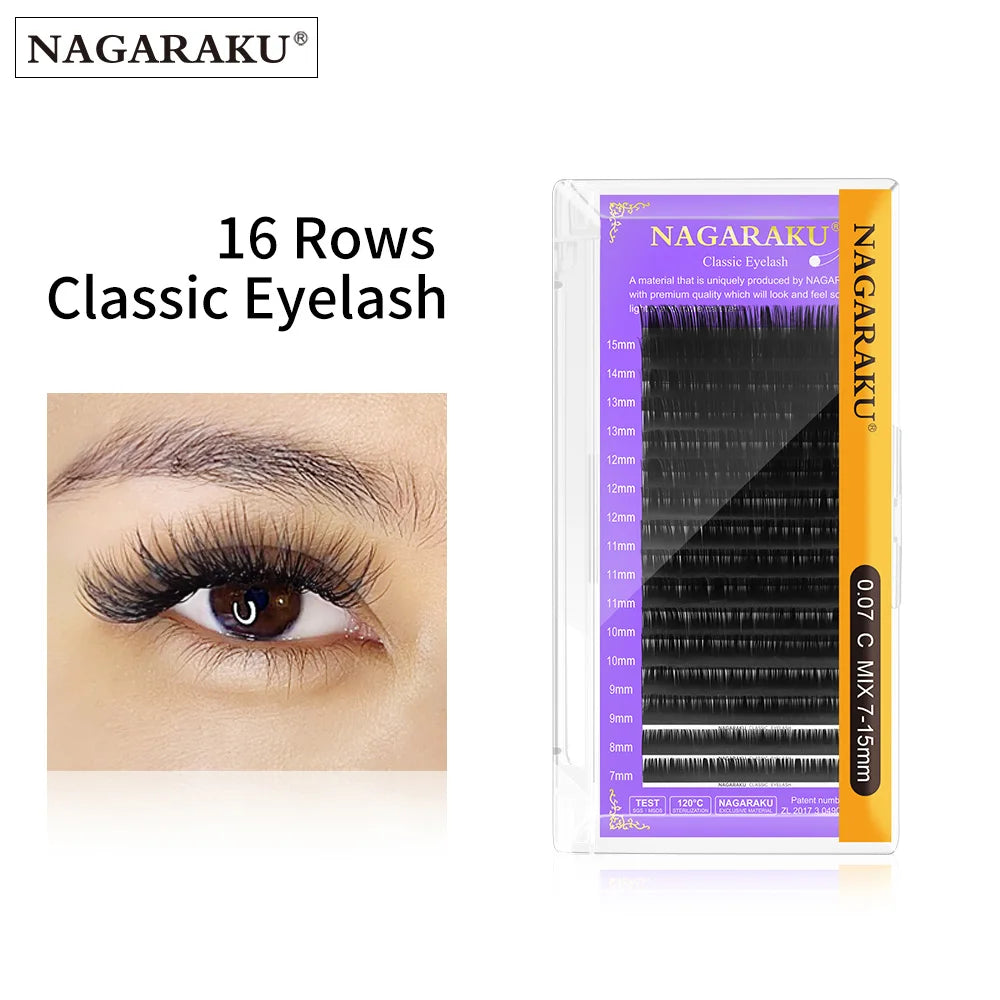 NAGARAKU 16Rows Classic Individual Lash Extensions Matte Black