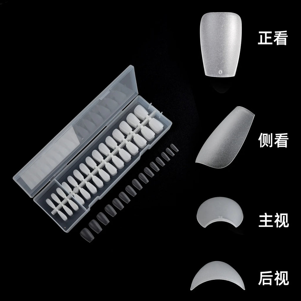 300Pcs Frosted Transparent Press on Nail Artificial Fingernails Full Cover Tapered Square Extension Gel Nail Tip