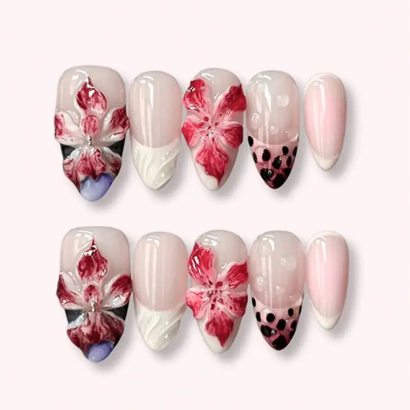 24Pcs 3D Dimensional French Sky Blue ABS Nail Art Acrylic Press-on Nails Fingernails Artificial False Nails