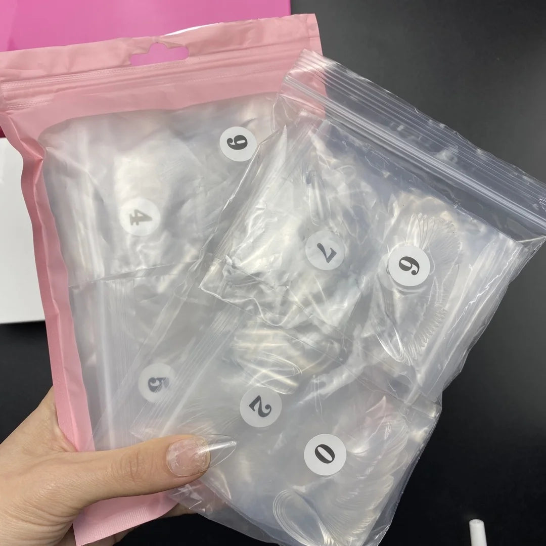 500Pcs Transparent White Press On Nails Short Almond Nail Tips Gel Tips Ultra Clear Coffin Full Cover Short Almond