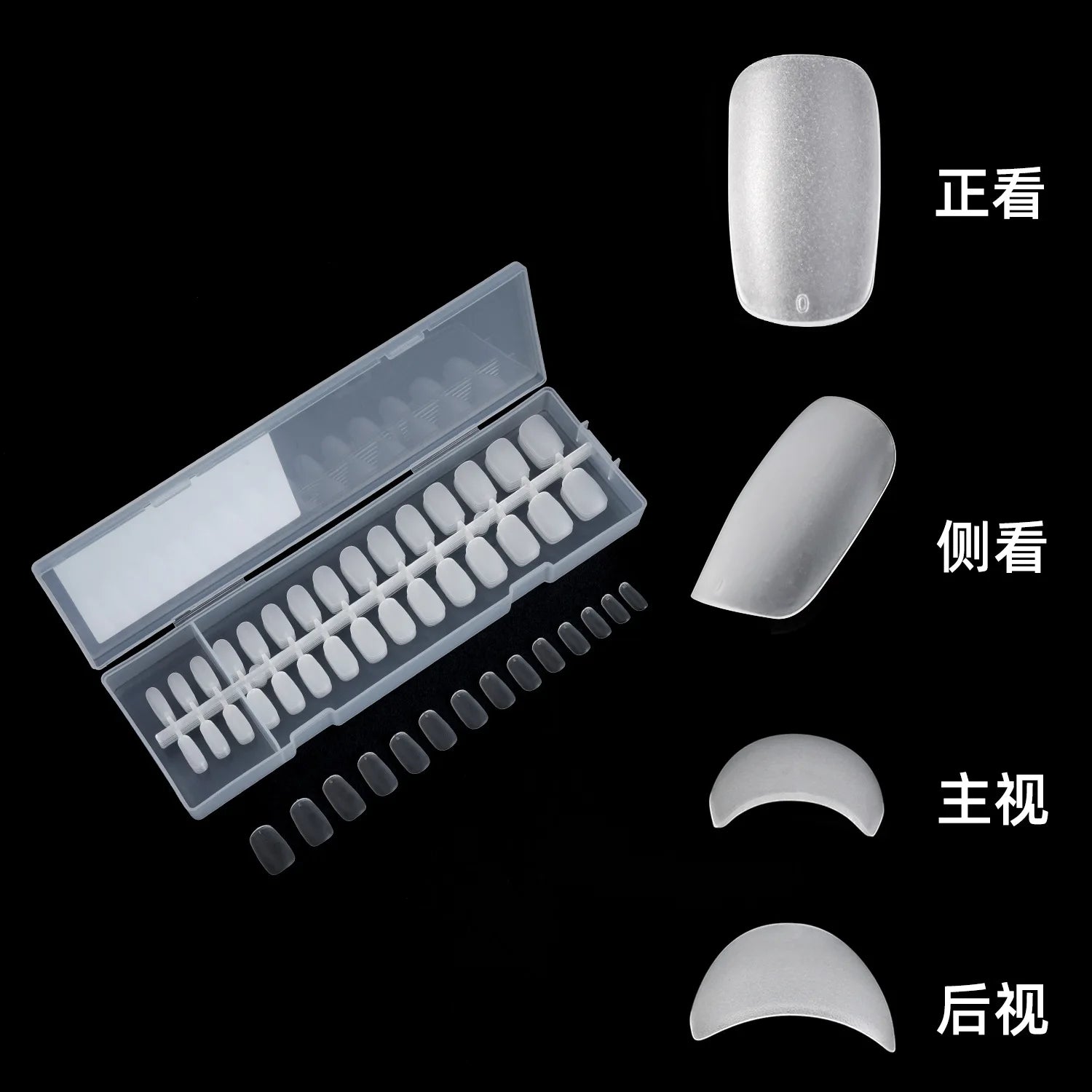 300Pcs Frosted Transparent Press on Nail Artificial Fingernails Full Cover Tapered Square Extension Gel Nail Tip