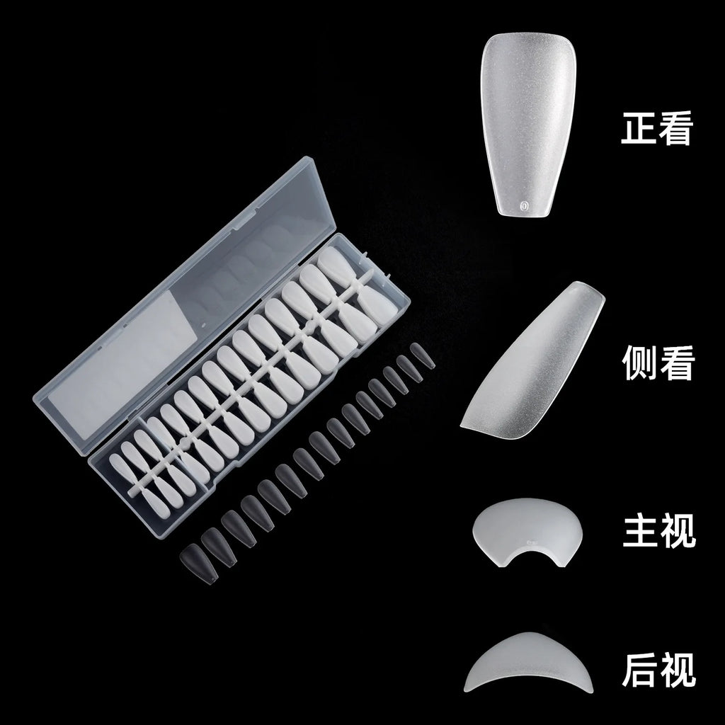 300Pcs Frosted Transparent Press on Nail Artificial Fingernails Full Cover Tapered Square Extension Gel Nail Tip