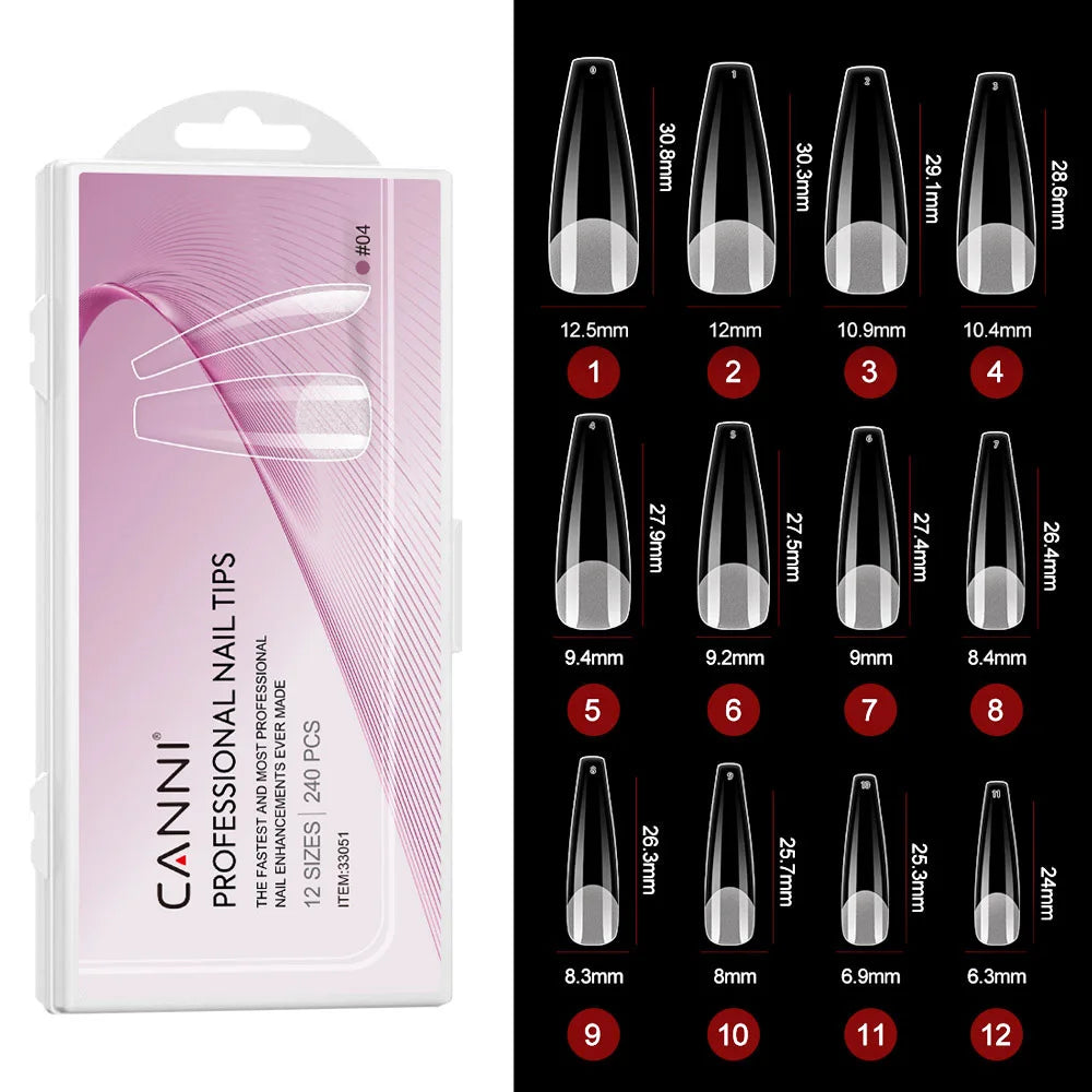 240Pcs Transparent White Press On Nails Art Press on False Nail Tips Clear Full Cover Fake Finger Tips Nail Artificial Tips Accessories Tools