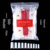 500Pcs Korean Transparent French Press On Nails Standard Bag Transparent Porcelain White False Nails Finished 0-9 50 Pieces Starry Long Tips ABS