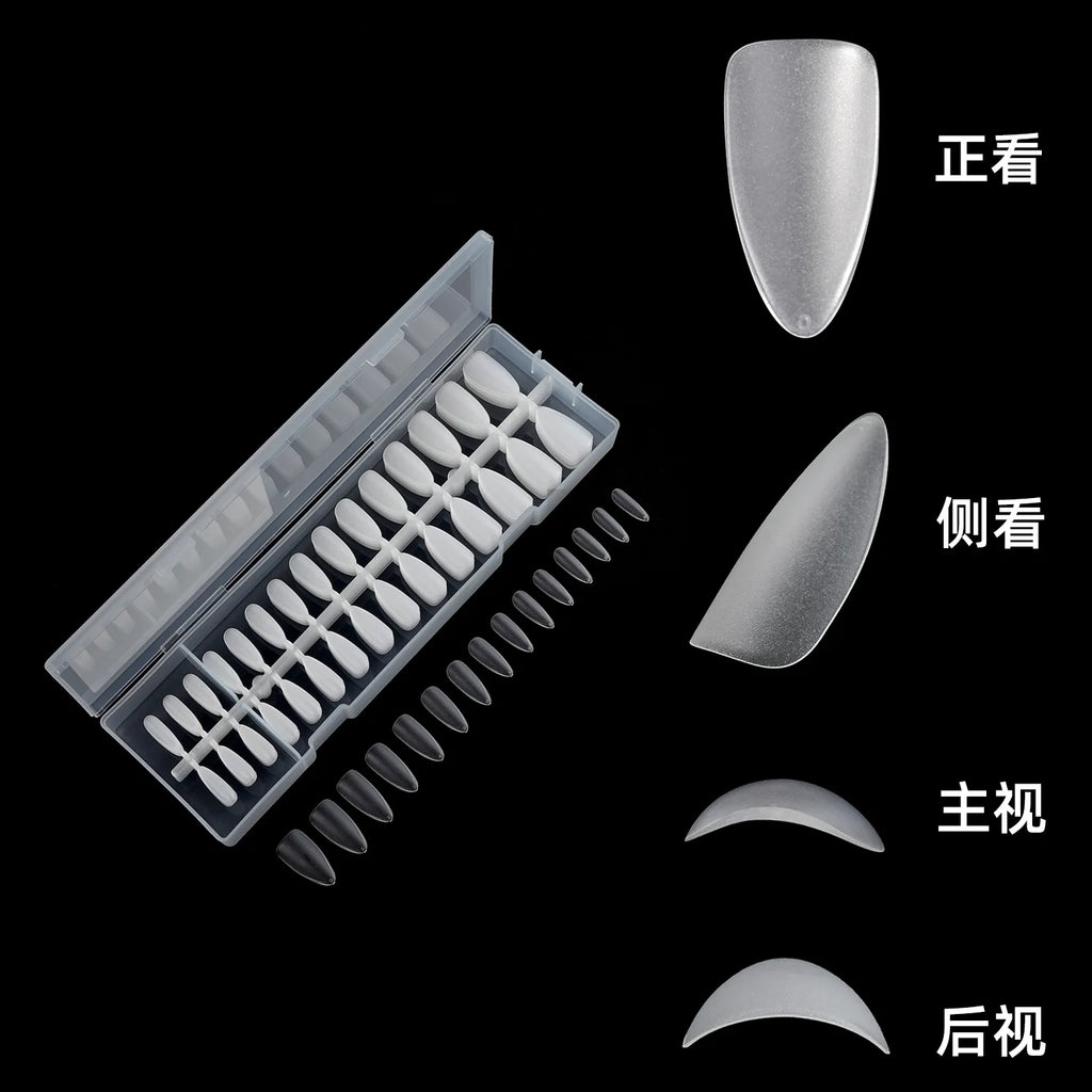 300Pcs Frosted Transparent Press on Nail Artificial Fingernails Full Cover Tapered Square Extension Gel Nail Tip