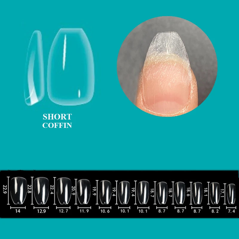 500Pcs Transparent White Press On Nails Short Almond Nail Tips Gel Tips Ultra Clear Coffin Full Cover Short Almond