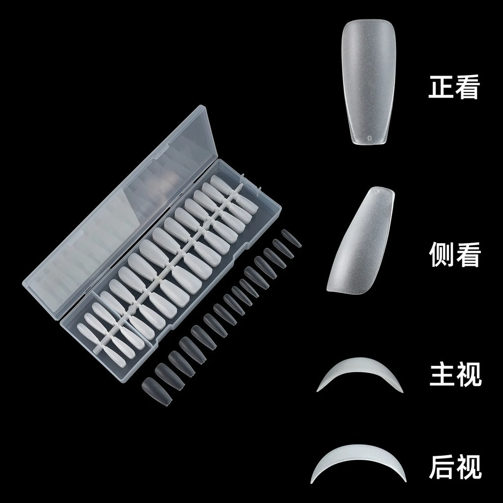 300Pcs Frosted Transparent Press on Nail Artificial Fingernails Full Cover Tapered Square Extension Gel Nail Tip
