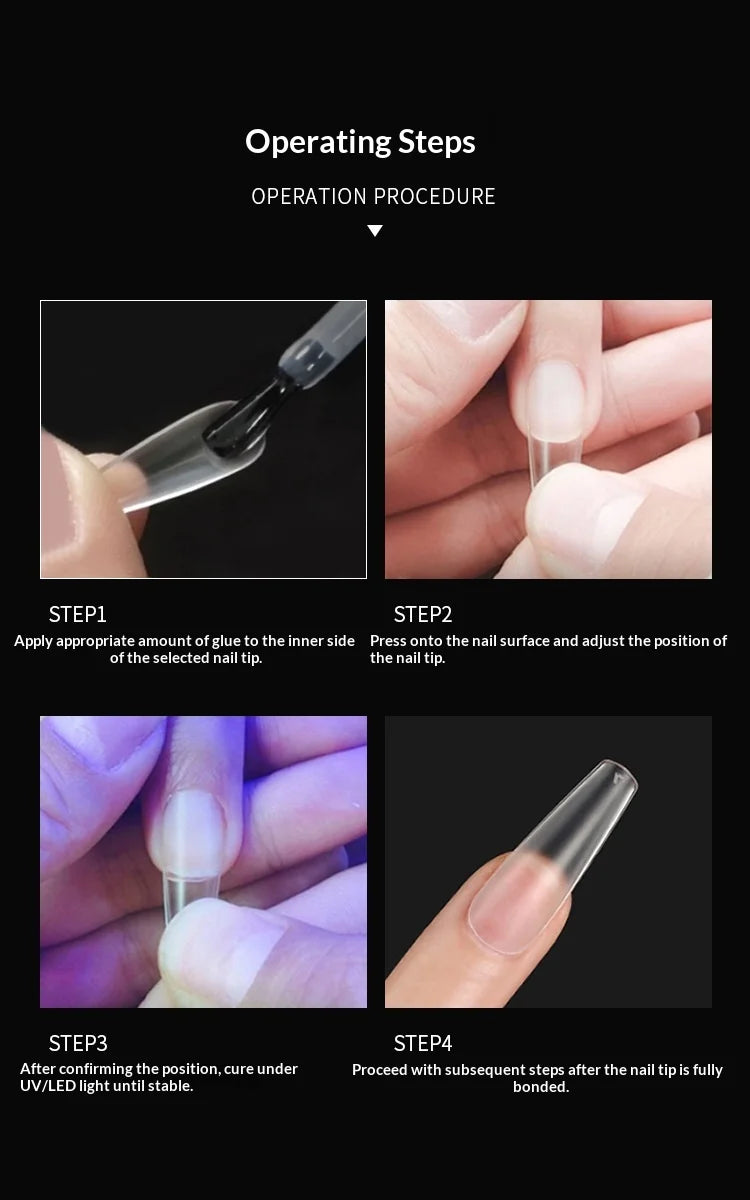 500-600Pcs Transparent HSM High Quality Traceless Nail Salon Artificial Fingernails European American Trendy Transparent Polish-Free Clear Trapezoid