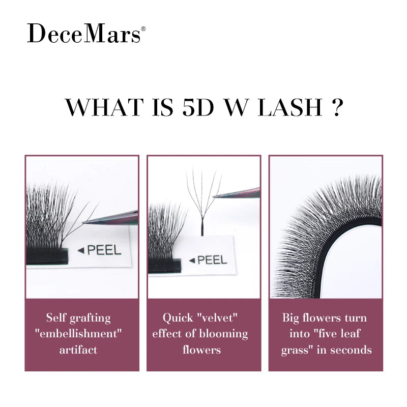 DeceMars 5D W Shaped Eyelash Extension (12line/Tray)