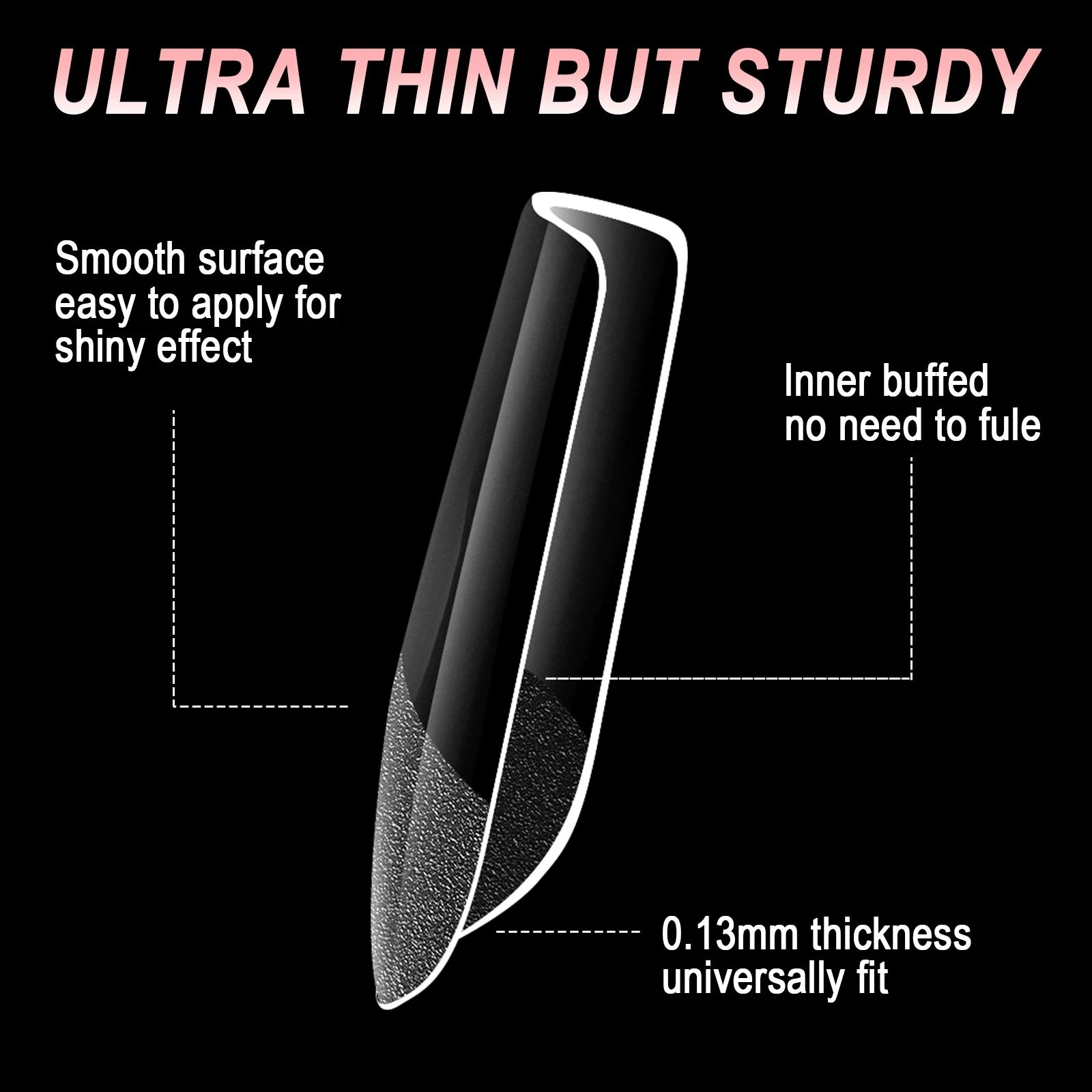 600Pcs Transparent Stiletto Press On Nails Soft Gel Nail Tips Full Cover Extension False Nail Wholesale