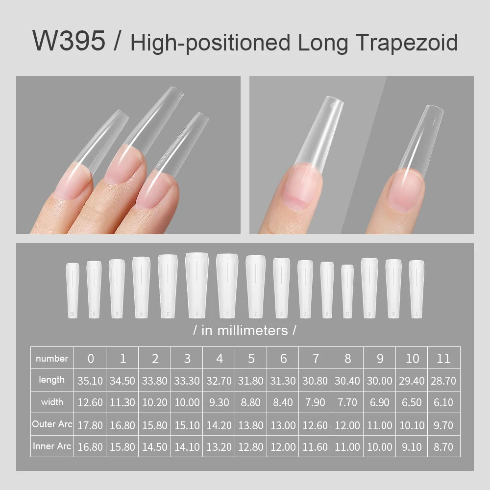 360Pcs Half Moon Press On Nails Ultra Thin Clear Square Pattern French Style Extension Tips Almond Pattern for Fingers