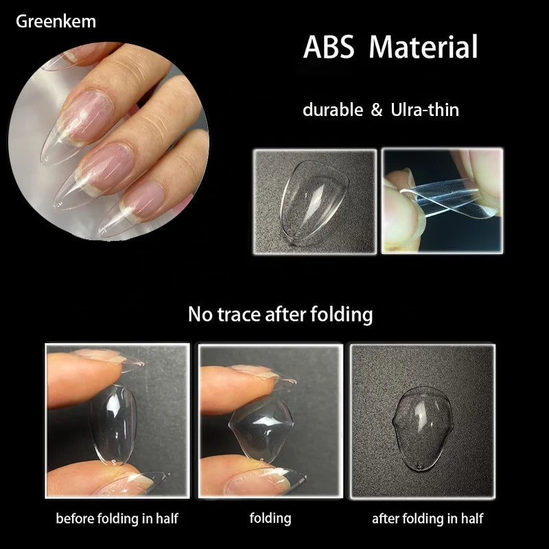500Pcs Transparent White Press On Nails Short Almond Nail Tips Gel Tips Ultra Clear Coffin Full Cover Short Almond
