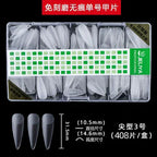 408PCS 18 Size Matte Press-On Nails | Clear French Acrylic