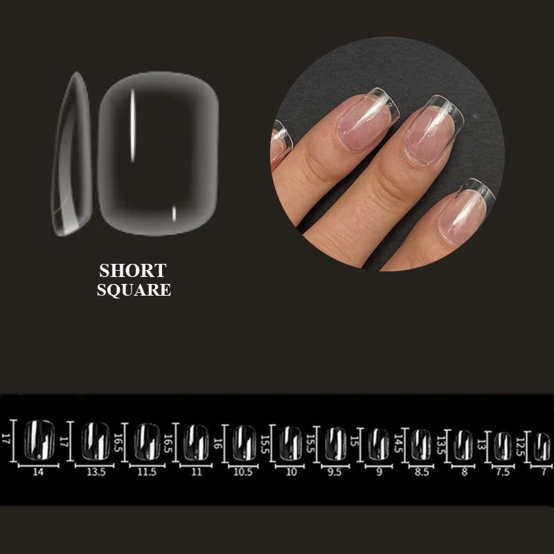 500Pcs Transparent White Press On Nails Short Almond Nail Tips Gel Tips Ultra Clear Coffin Full Cover Short Almond