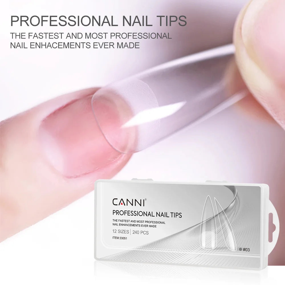 240Pcs Transparent White Press On Nails Art Press on False Nail Tips Clear Full Cover Fake Finger Tips Nail Artificial Tips Accessories Tools