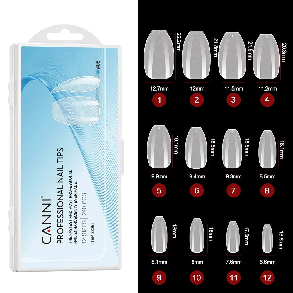 240Pcs Transparent White Press On Nails Art Press on False Nail Tips Clear Full Cover Fake Finger Tips Nail Artificial Tips Accessories Tools