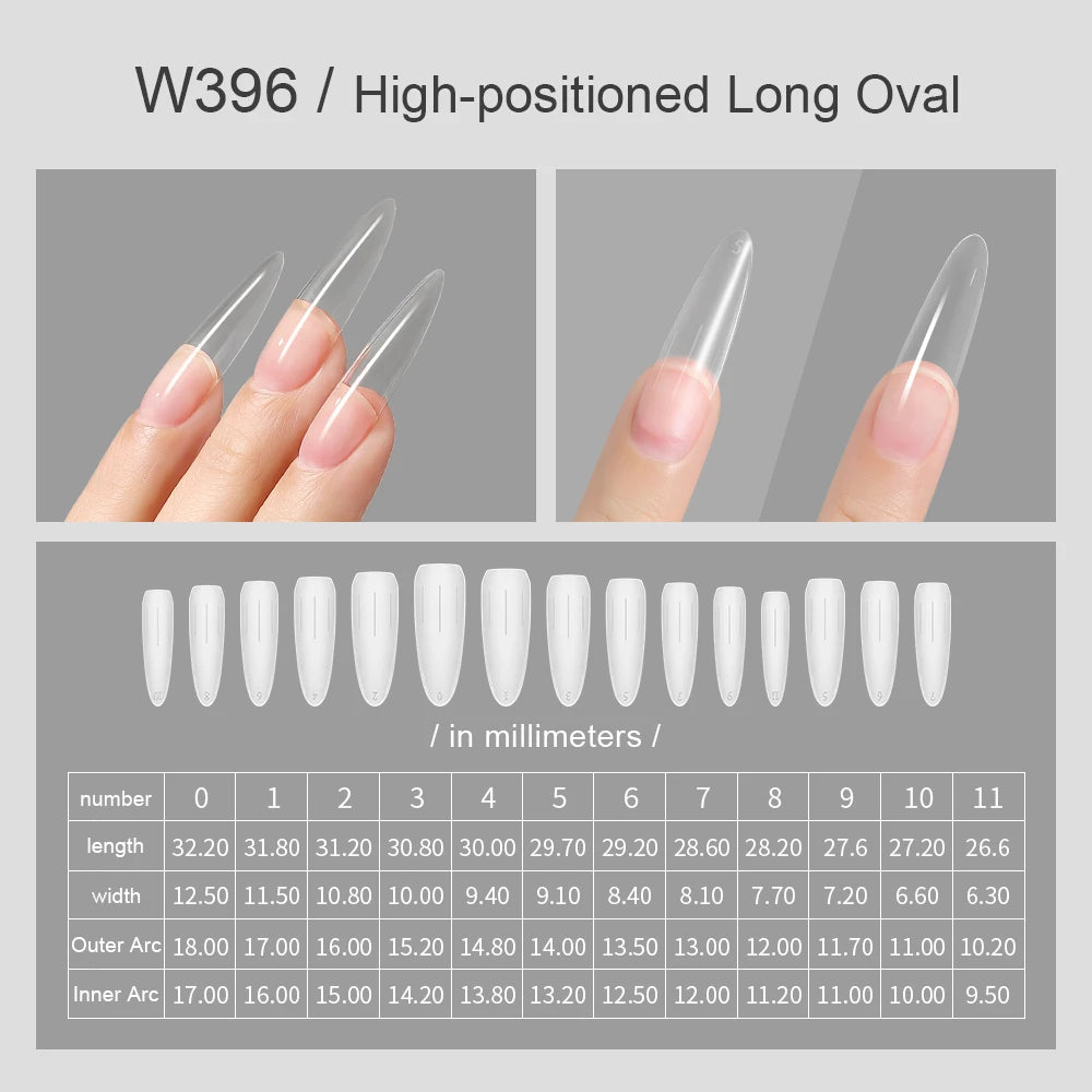 360Pcs Half Moon Press On Nails Ultra Thin Clear Square Pattern French Style Extension Tips Almond Pattern for Fingers