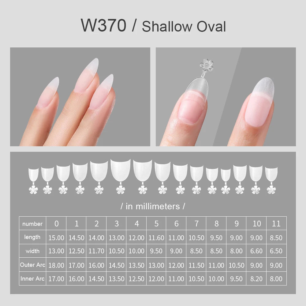 360Pcs Half Moon Press On Nails Ultra Thin Clear Square Pattern French Style Extension Tips Almond Pattern for Fingers