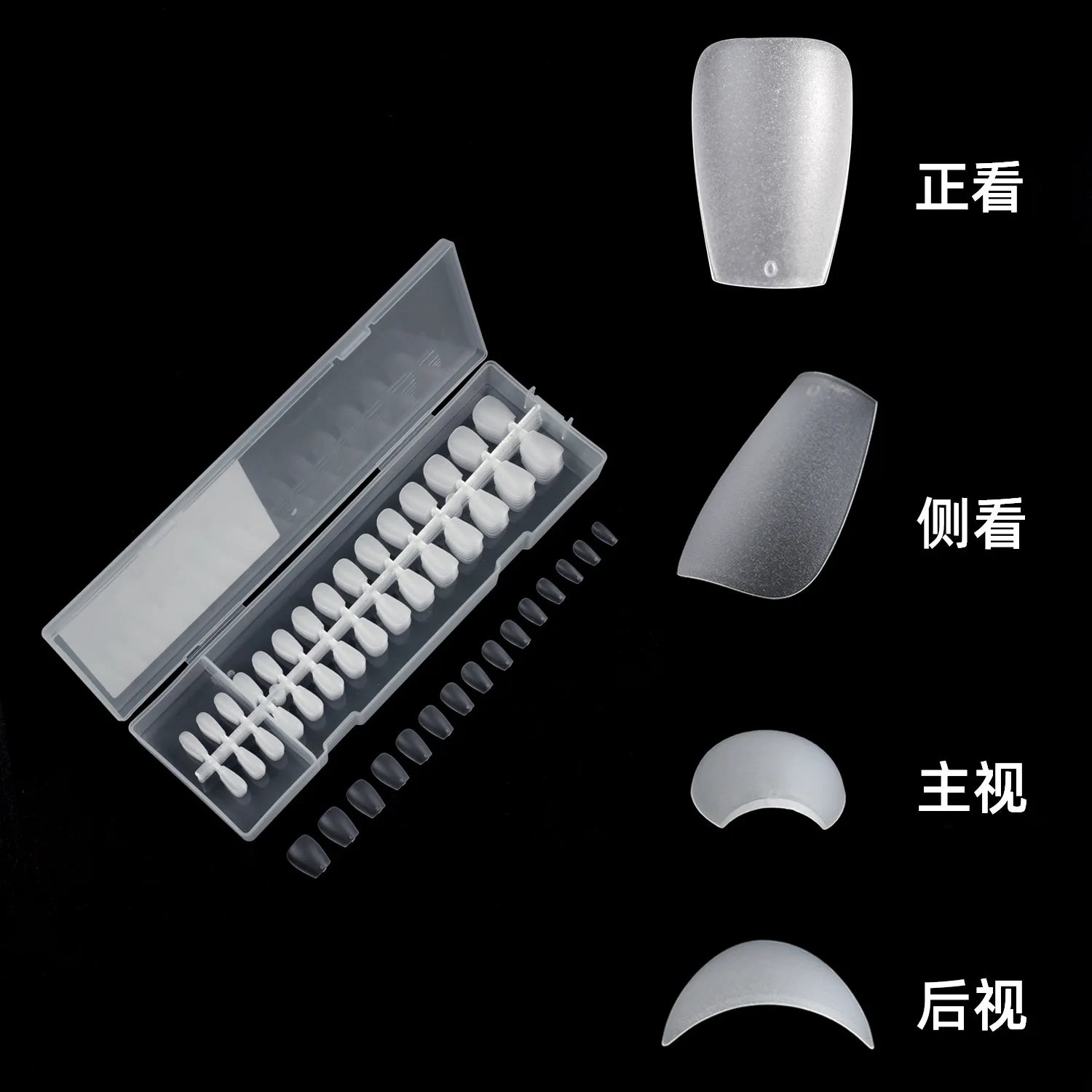 300Pcs Frosted Transparent Press on Nail Artificial Fingernails Full Cover Tapered Square Extension Gel Nail Tip