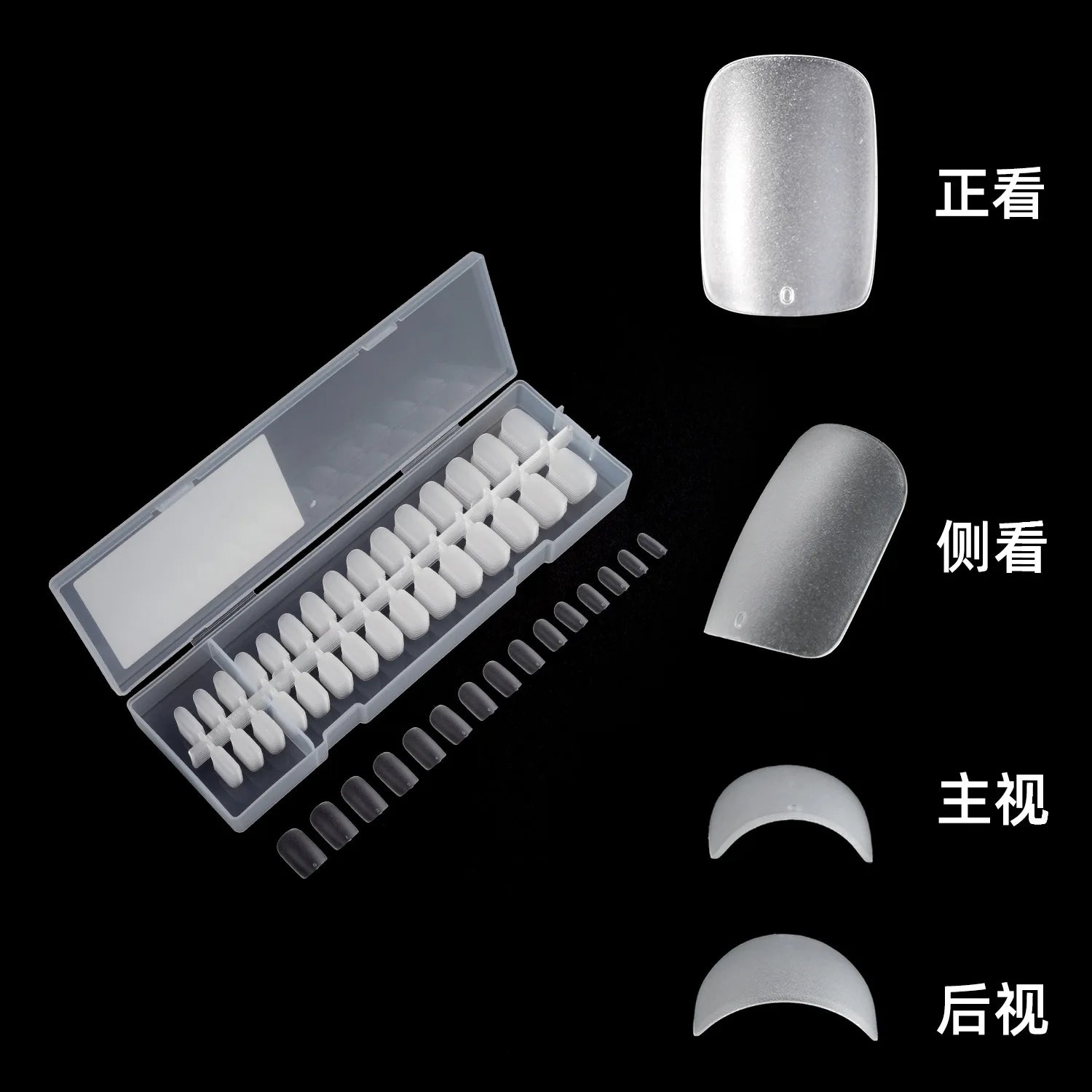 300Pcs Frosted Transparent Press on Nail Artificial Fingernails Full Cover Tapered Square Extension Gel Nail Tip