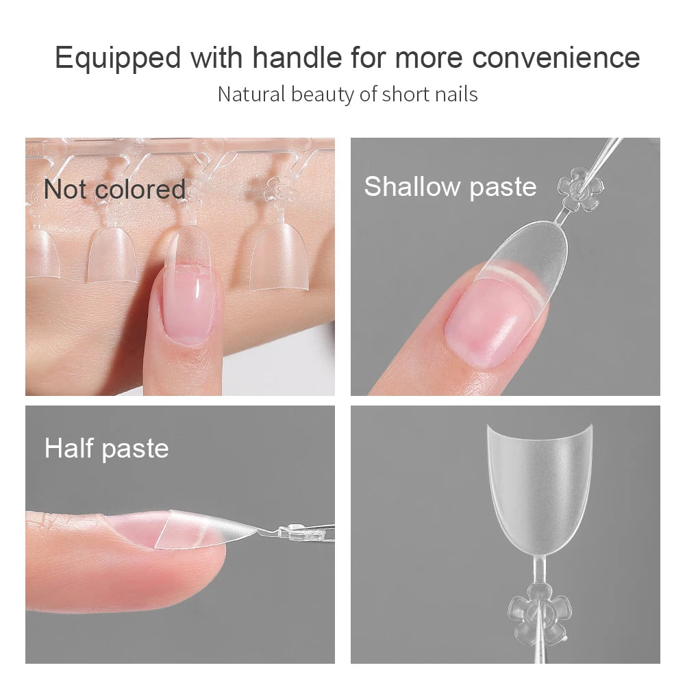 360Pcs Half Moon Press On Nails Ultra Thin Clear Square Pattern French Style Extension Tips Almond Pattern for Fingers