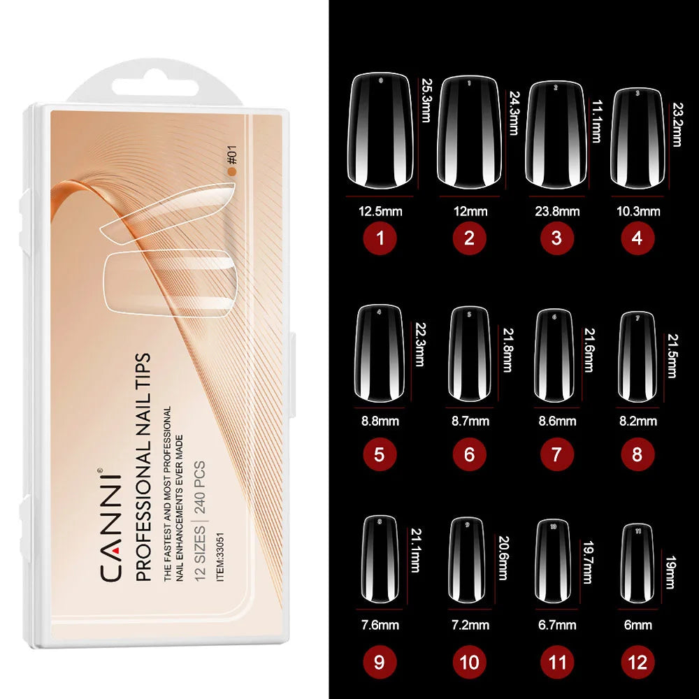 240Pcs Transparent White Press On Nails Art Press on False Nail Tips Clear Full Cover Fake Finger Tips Nail Artificial Tips Accessories Tools