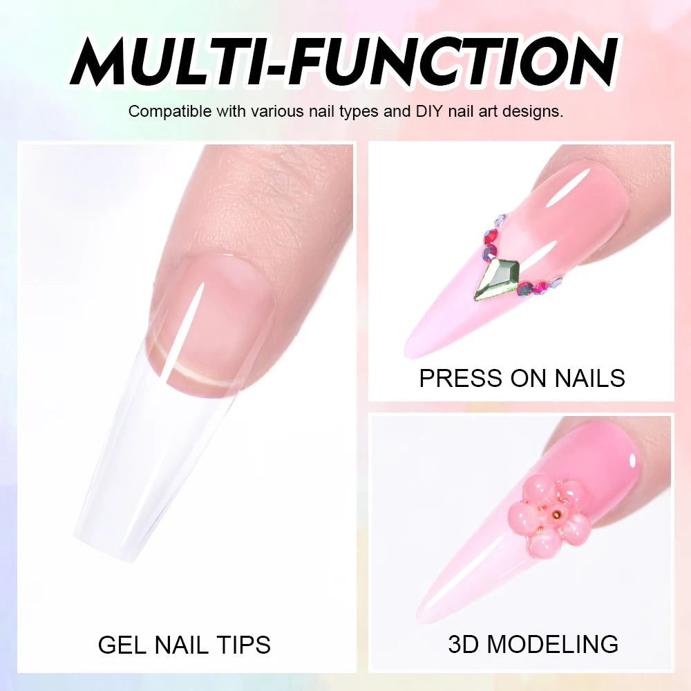 Solid Nail Gel Glue 15g Strong Adhesion for Press On False Nail Acrylic Tips Strong Adhesive for Nail Art UV Light Cured