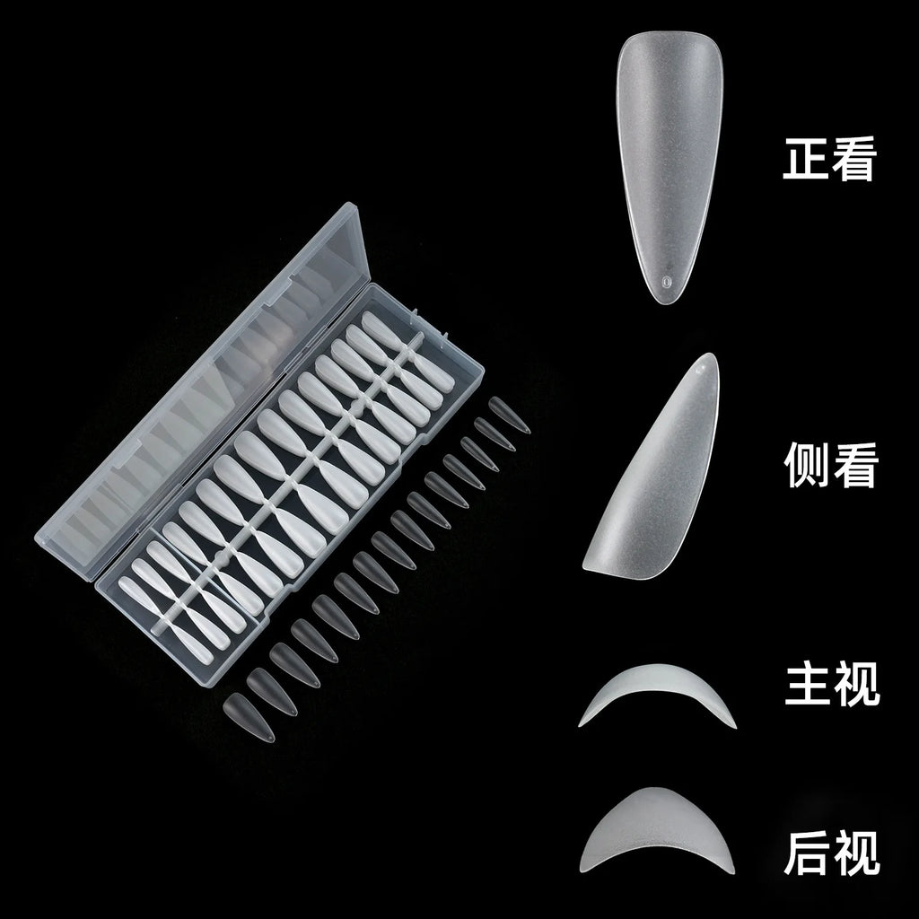 300Pcs Frosted Transparent Press on Nail Artificial Fingernails Full Cover Tapered Square Extension Gel Nail Tip