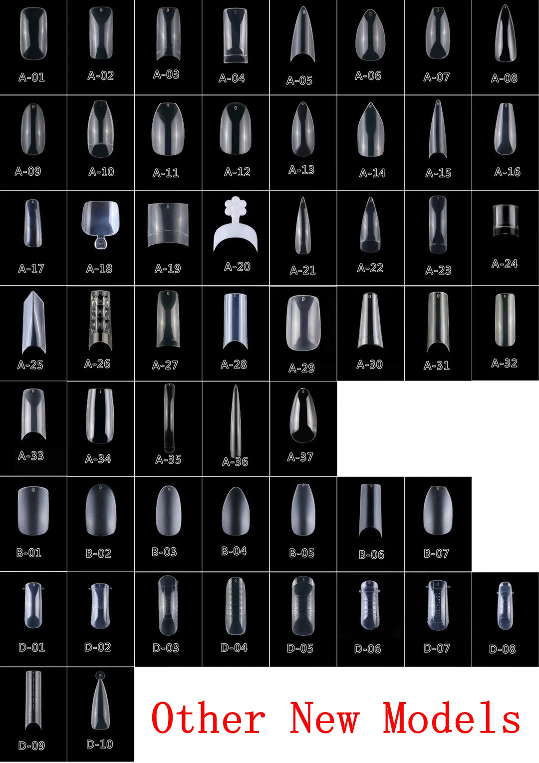 500Pcs Korean Transparent French Press On Nails Standard Bag Transparent Porcelain White False Nails Finished 0-9 50 Pieces Starry Long Tips ABS