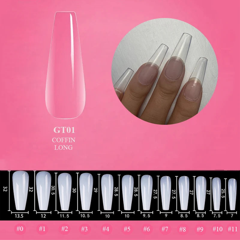 500Pcs Transparent White Press On Nails Short Almond Nail Tips Gel Tips Ultra Clear Coffin Full Cover Short Almond