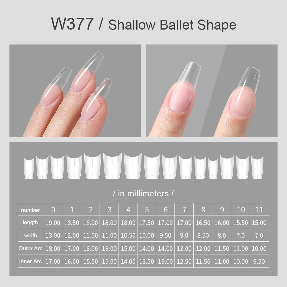 360Pcs Half Moon Press On Nails Ultra Thin Clear Square Pattern French Style Extension Tips Almond Pattern for Fingers