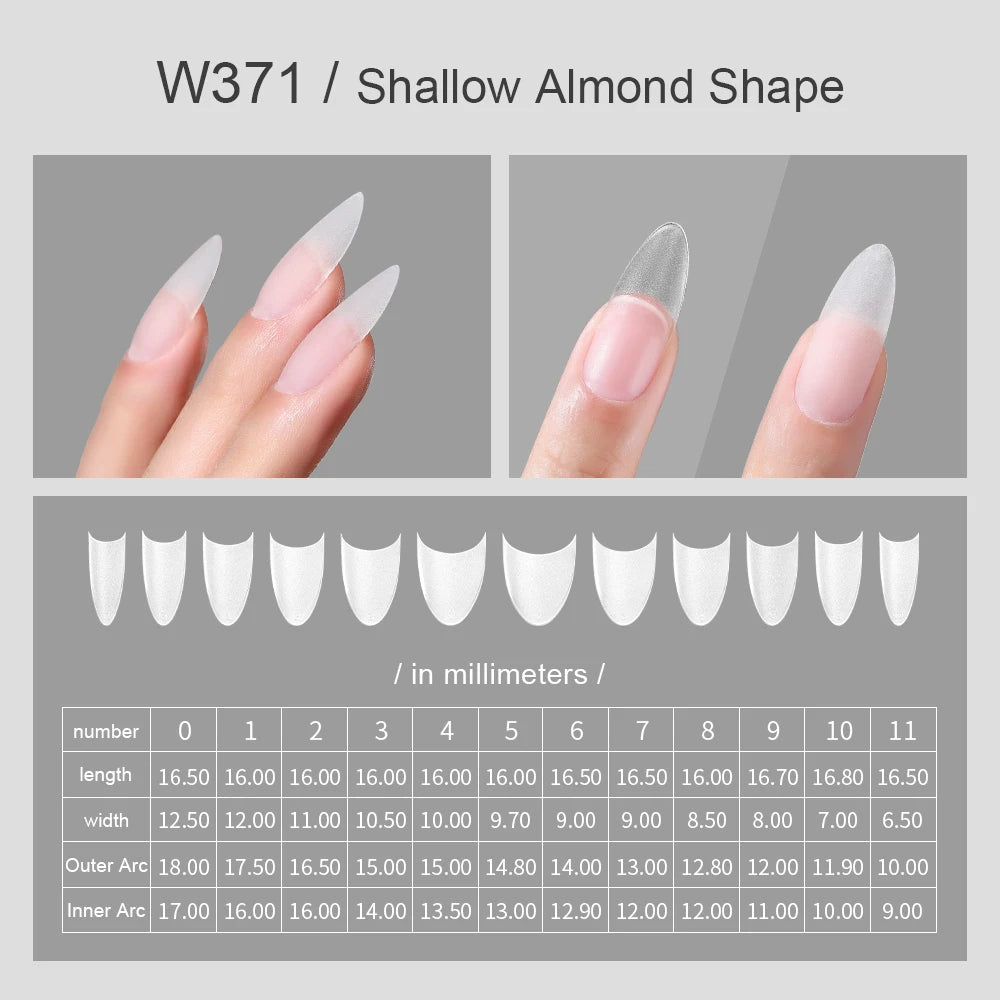 360Pcs Half Moon Press On Nails Ultra Thin Clear Square Pattern French Style Extension Tips Almond Pattern for Fingers