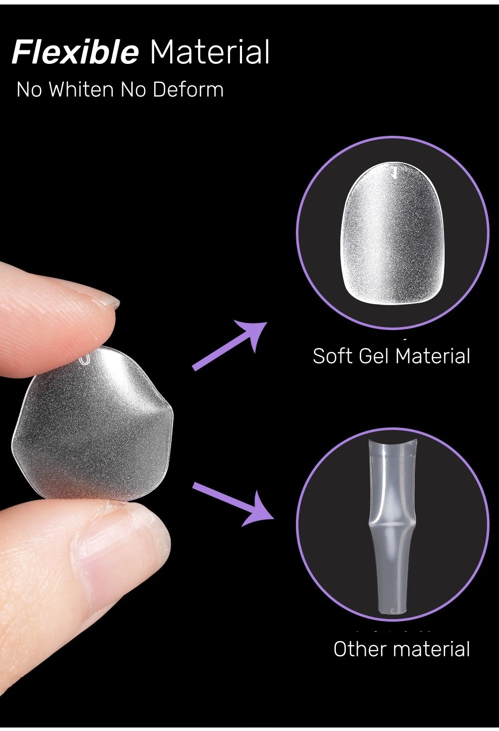 300Pcs Matte Press On Nails Fully Etched Full Cover Press on Nails Tips Square Coffin Short Clear Gel Tips Nails