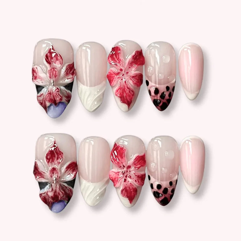 24Pcs 3D Dimensional French Sky Blue ABS Nail Art Acrylic Press-on Nails Fingernails Artificial False Nails
