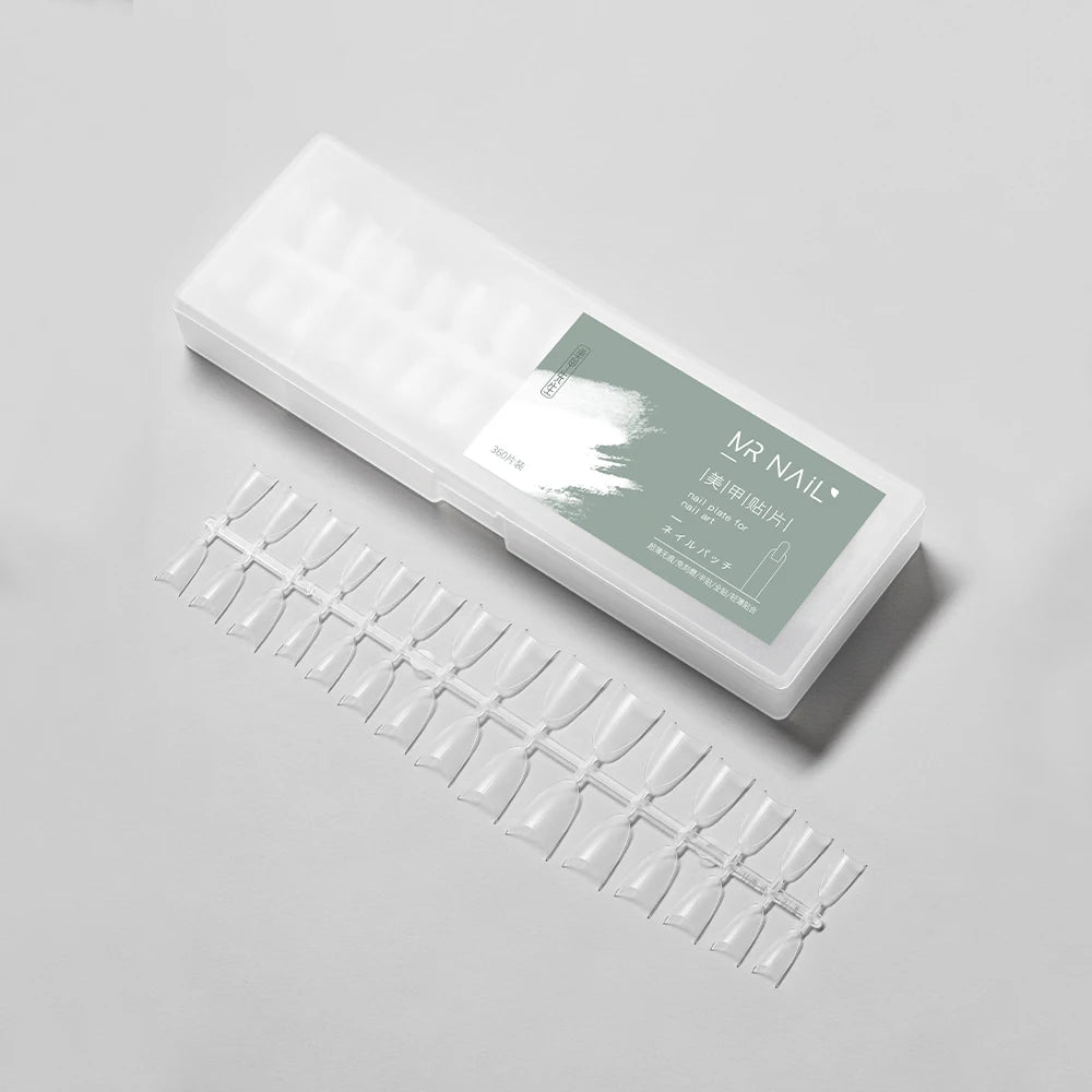 360Pcs Half Moon Press On Nails Ultra Thin Clear Square Pattern French Style Extension Tips Almond Pattern for Fingers