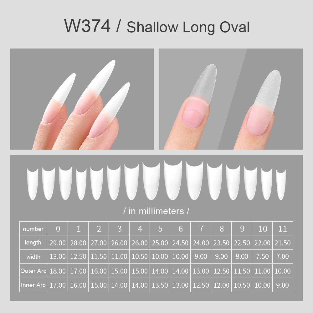 360Pcs Half Moon Press On Nails Ultra Thin Clear Square Pattern French Style Extension Tips Almond Pattern for Fingers