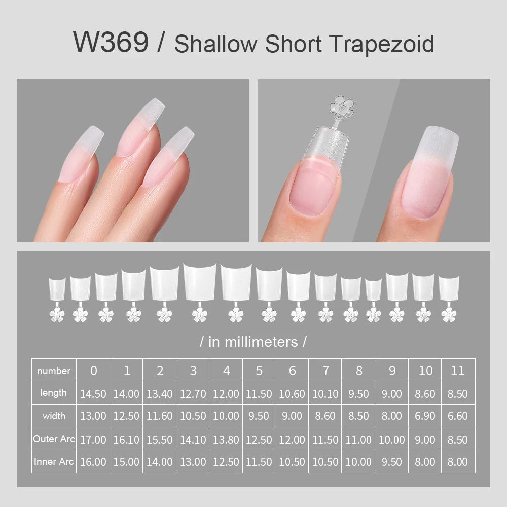 360Pcs Half Moon Press On Nails Ultra Thin Clear Square Pattern French Style Extension Tips Almond Pattern for Fingers