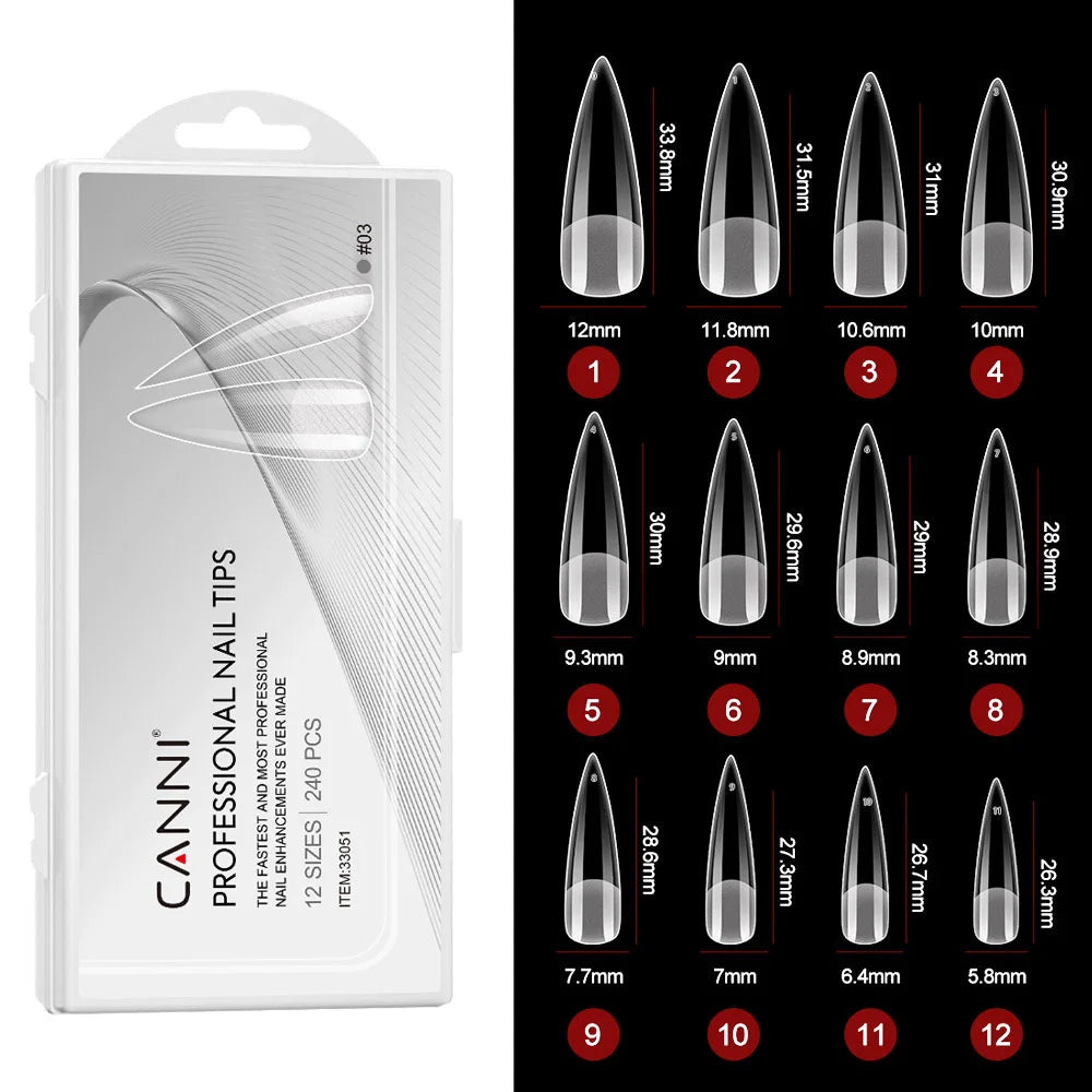 240Pcs Transparent White Press On Nails Art Press on False Nail Tips Clear Full Cover Fake Finger Tips Nail Artificial Tips Accessories Tools