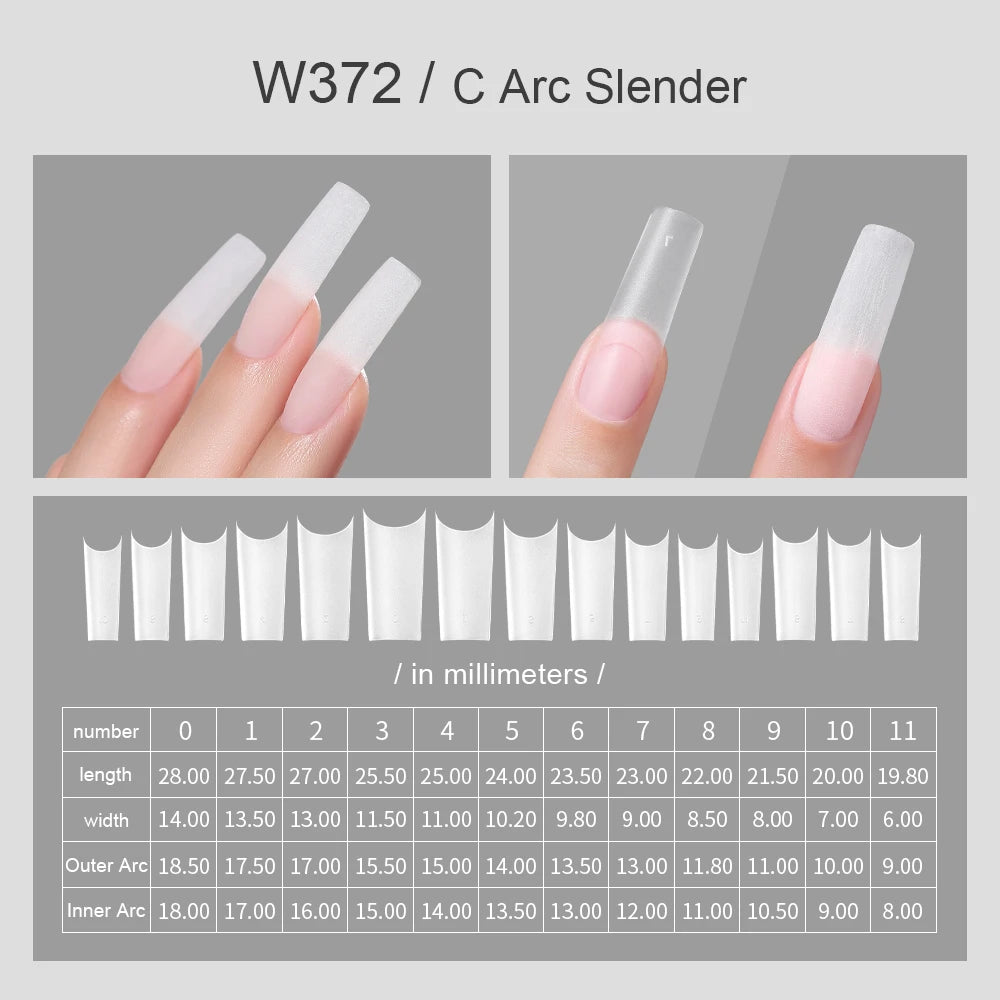 360Pcs Half Moon Press On Nails Ultra Thin Clear Square Pattern French Style Extension Tips Almond Pattern for Fingers