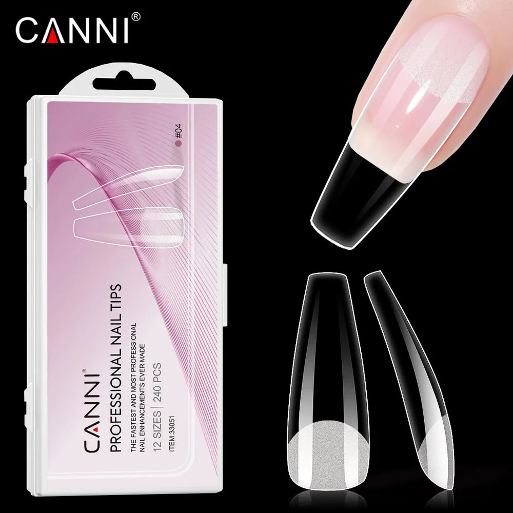 240Pcs Transparent White Press On Nails Art Press on False Nail Tips Clear Full Cover Fake Finger Tips Nail Artificial Tips Accessories Tools