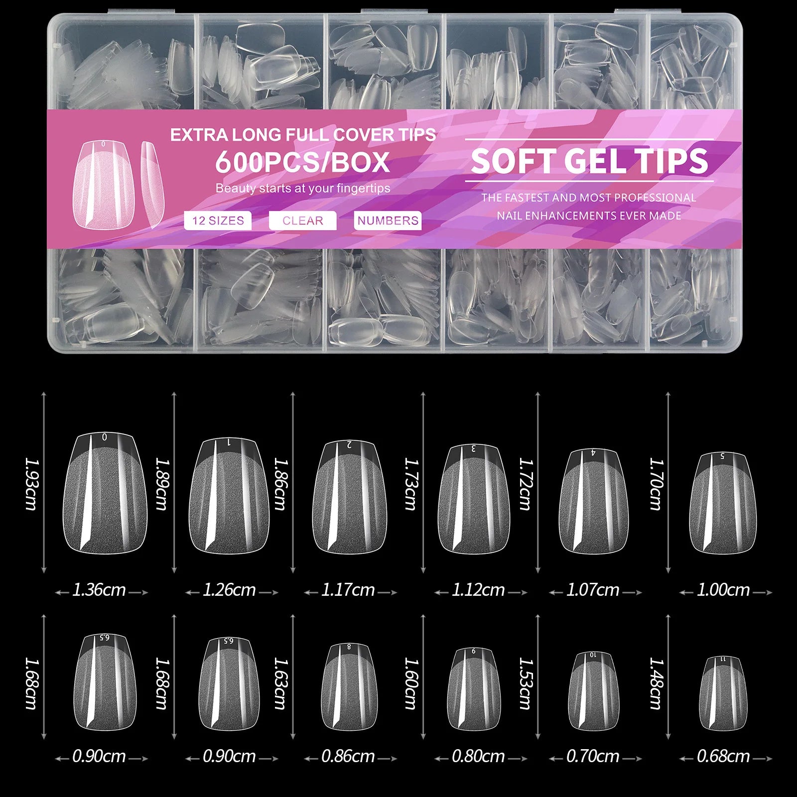 600Pcs Transparent Stiletto Press On Nails Soft Gel Nail Tips Full Cover Extension False Nail Wholesale