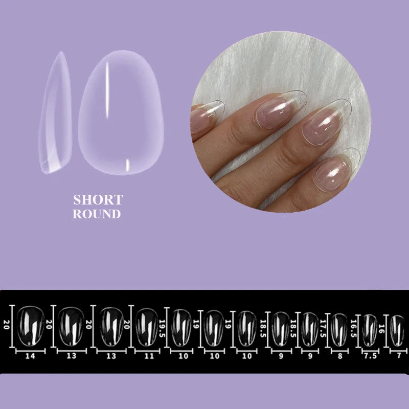 500Pcs Transparent White Press On Nails Short Almond Nail Tips Gel Tips Ultra Clear Coffin Full Cover Short Almond