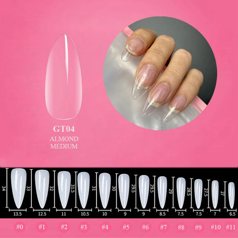 500Pcs Transparent White Press On Nails Short Almond Nail Tips Gel Tips Ultra Clear Coffin Full Cover Short Almond