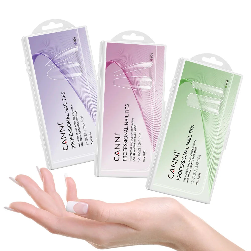 240Pcs Transparent White Press On Nails Art Press on False Nail Tips Clear Full Cover Fake Finger Tips Nail Artificial Tips Accessories Tools