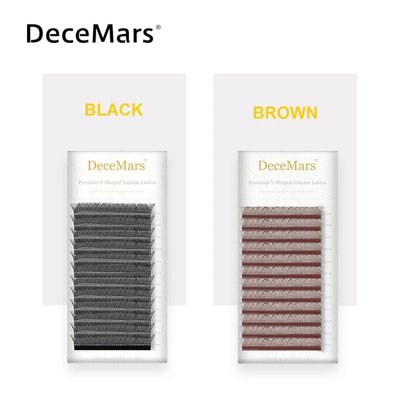DeceMars YY Shape Black Brown Eyelashes Extensions Two Tip Lashes C/D Curl High