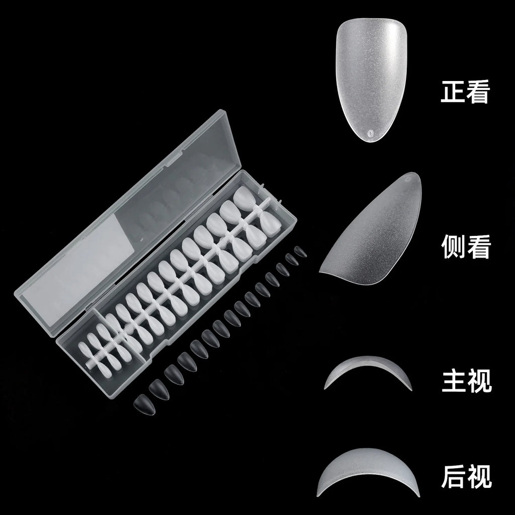 300Pcs Frosted Transparent Press on Nail Artificial Fingernails Full Cover Tapered Square Extension Gel Nail Tip
