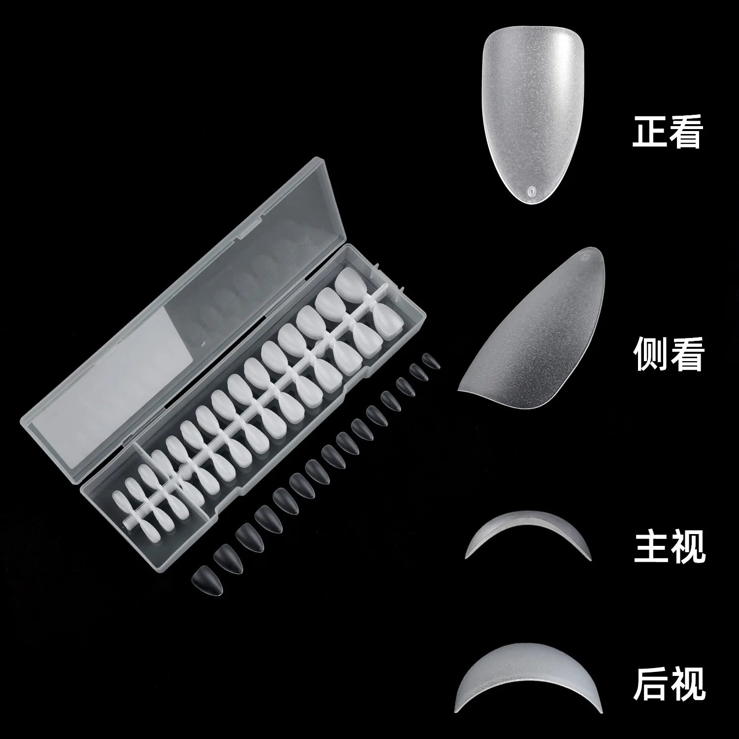 300Pcs Frosted Transparent Press on Nail Artificial Fingernails Full Cover Tapered Square Extension Gel Nail Tip