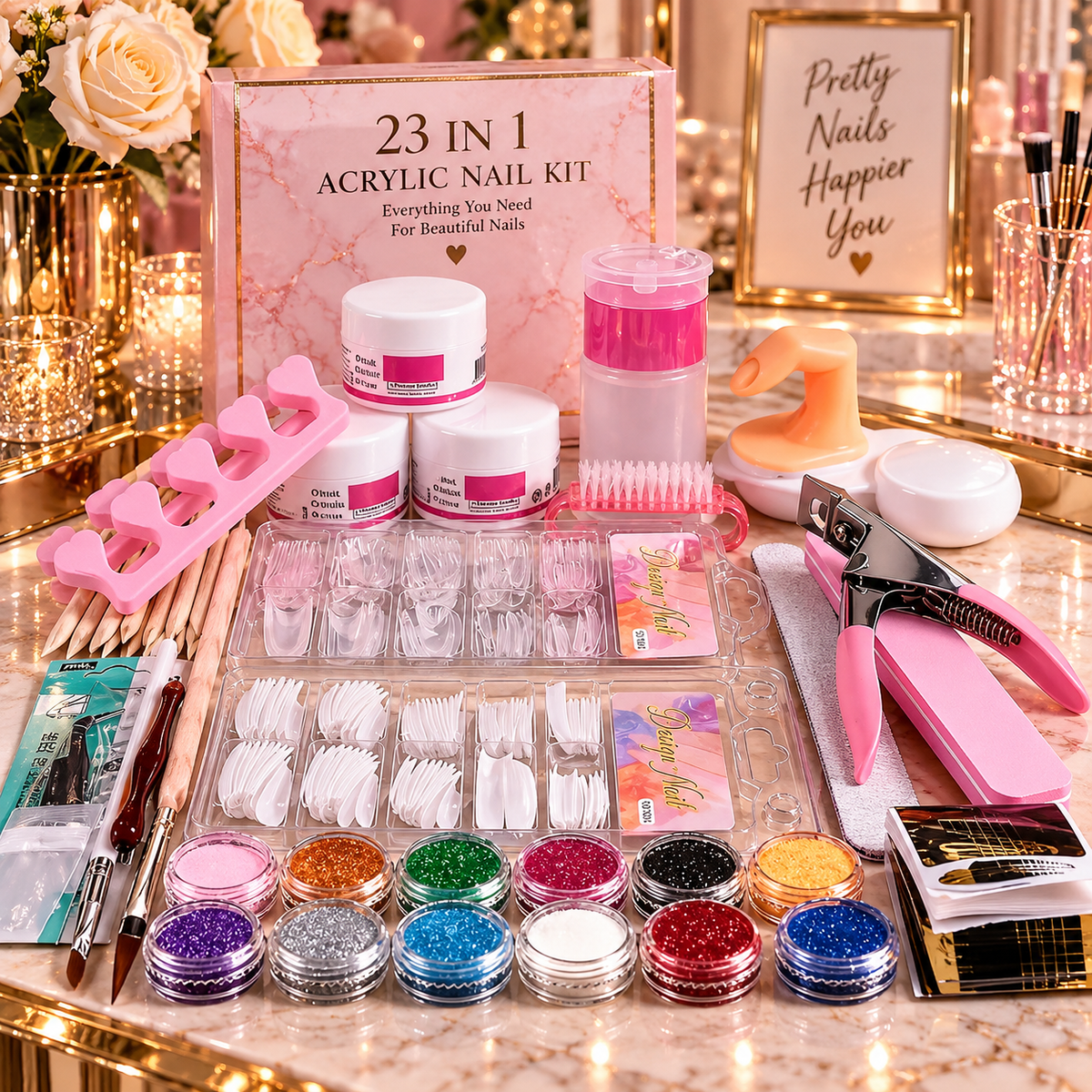 23 in 1 Acrylic Nail Kit | 12 Colors Nail Extension Set